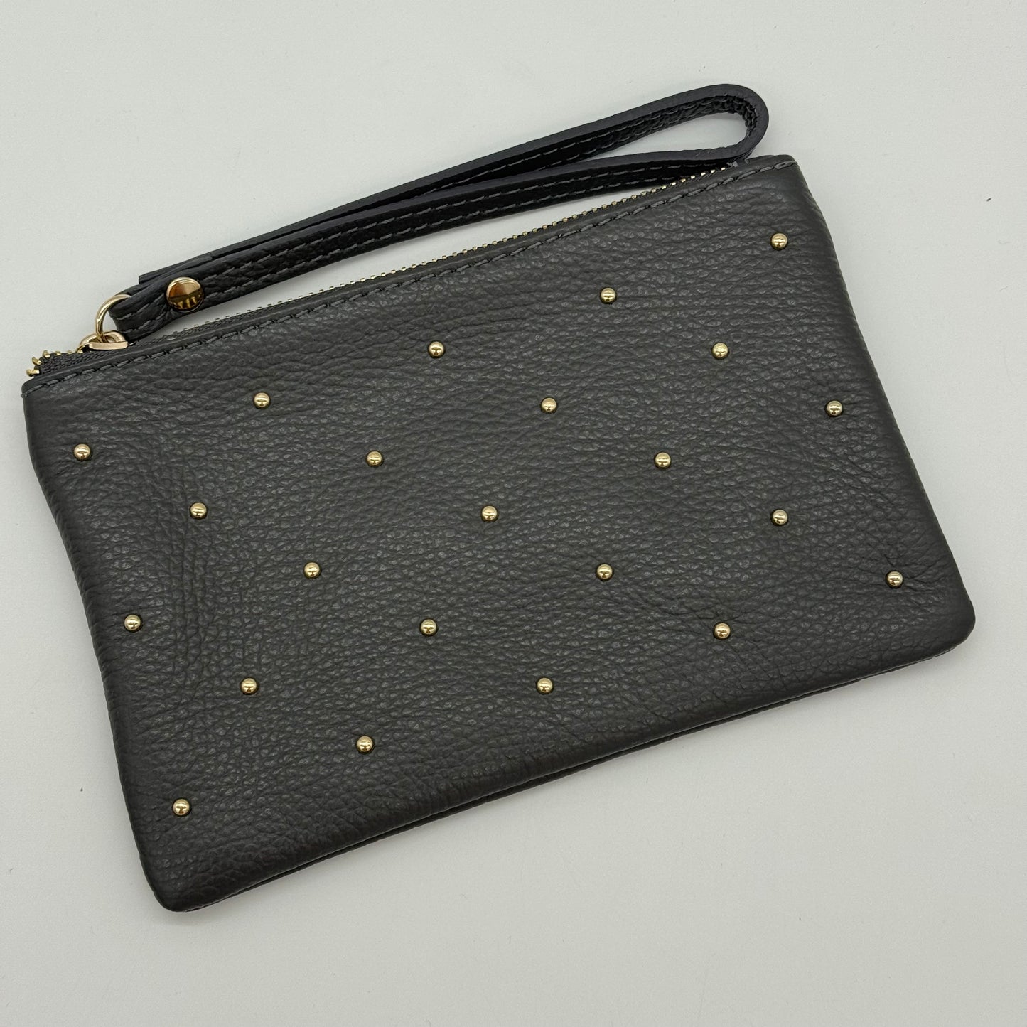 Leather Studded Wristlet Pouch
