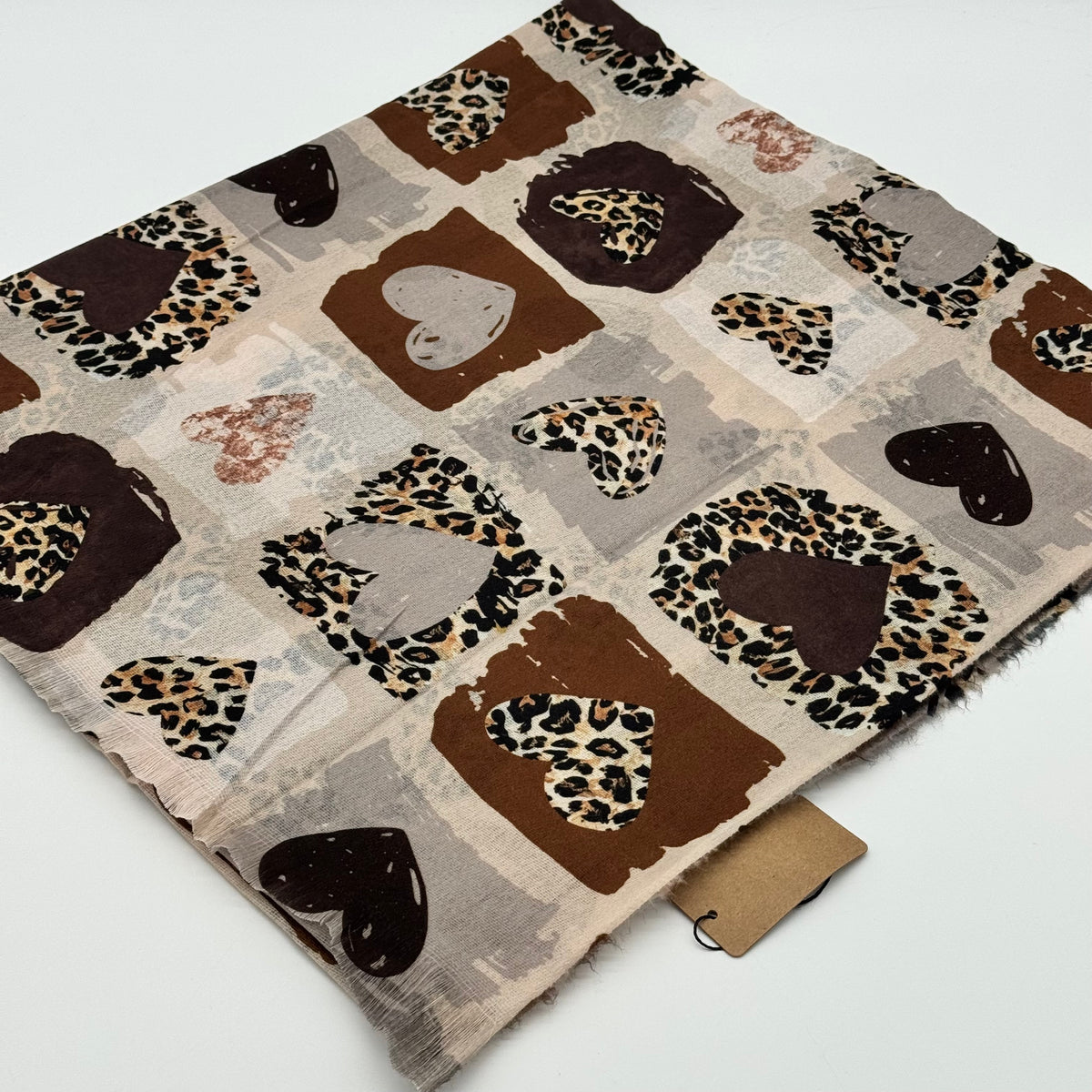 Leopard Heart Print Scarf