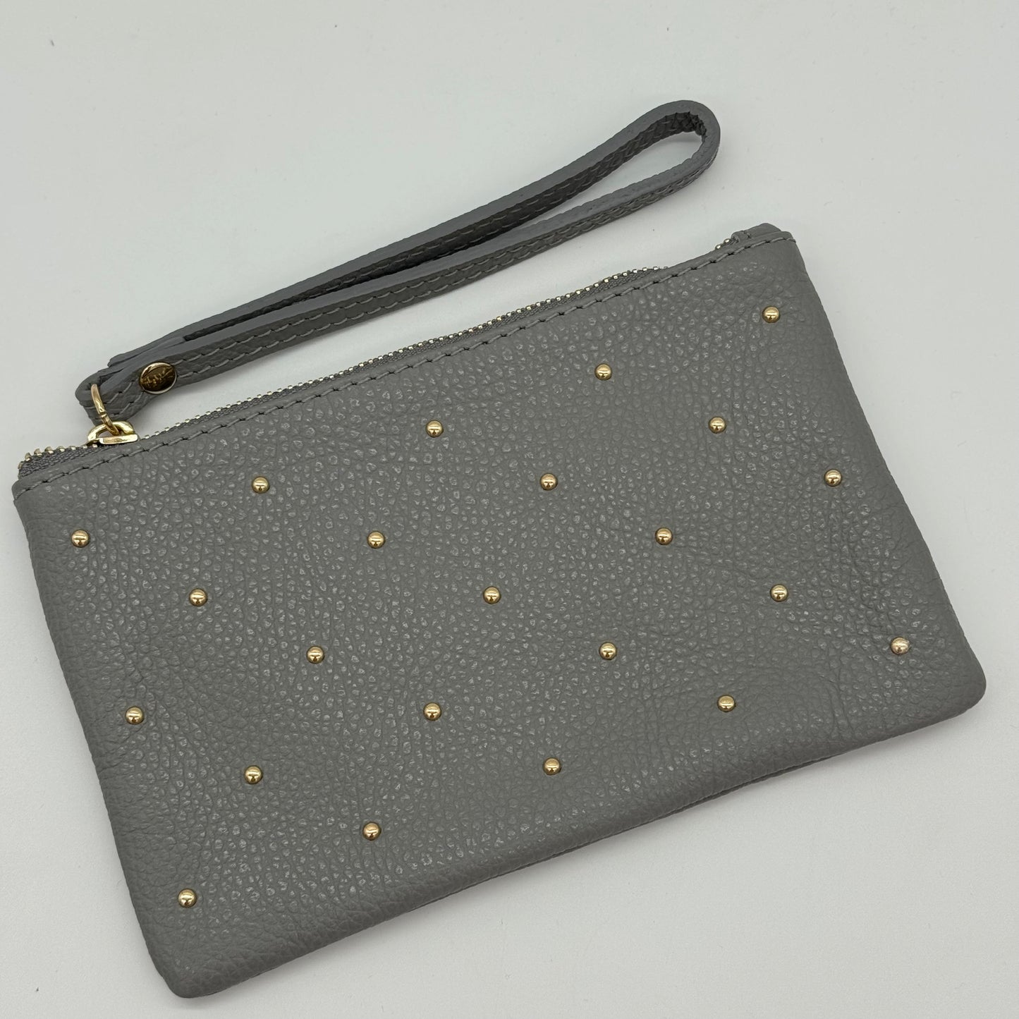 Leather Studded Wristlet Pouch