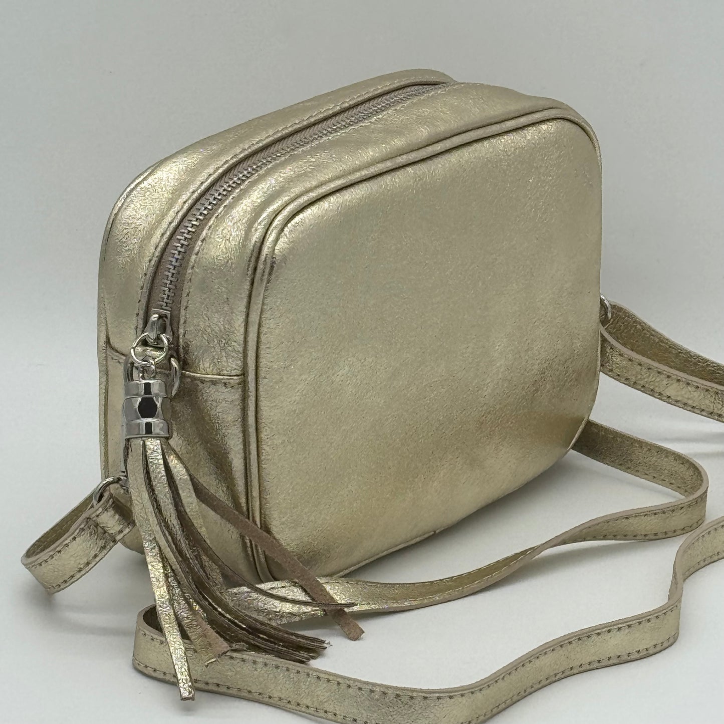 Leather Metallic Crossbody Bag