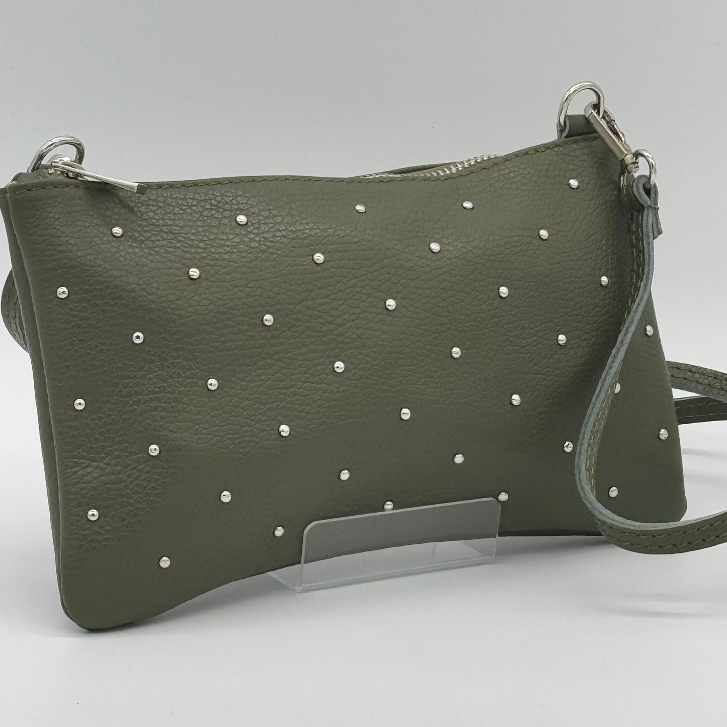 Leather Studded Crossbody Pouch