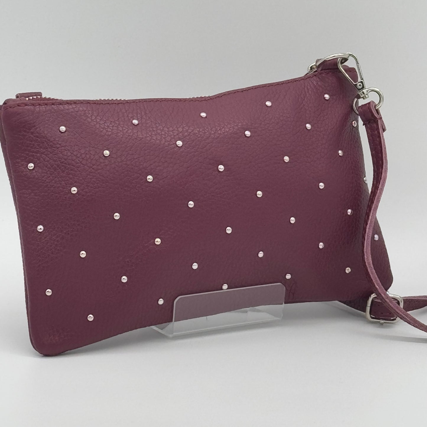 Leather Studded Crossbody Pouch