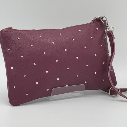 Leather Studded Crossbody Pouch