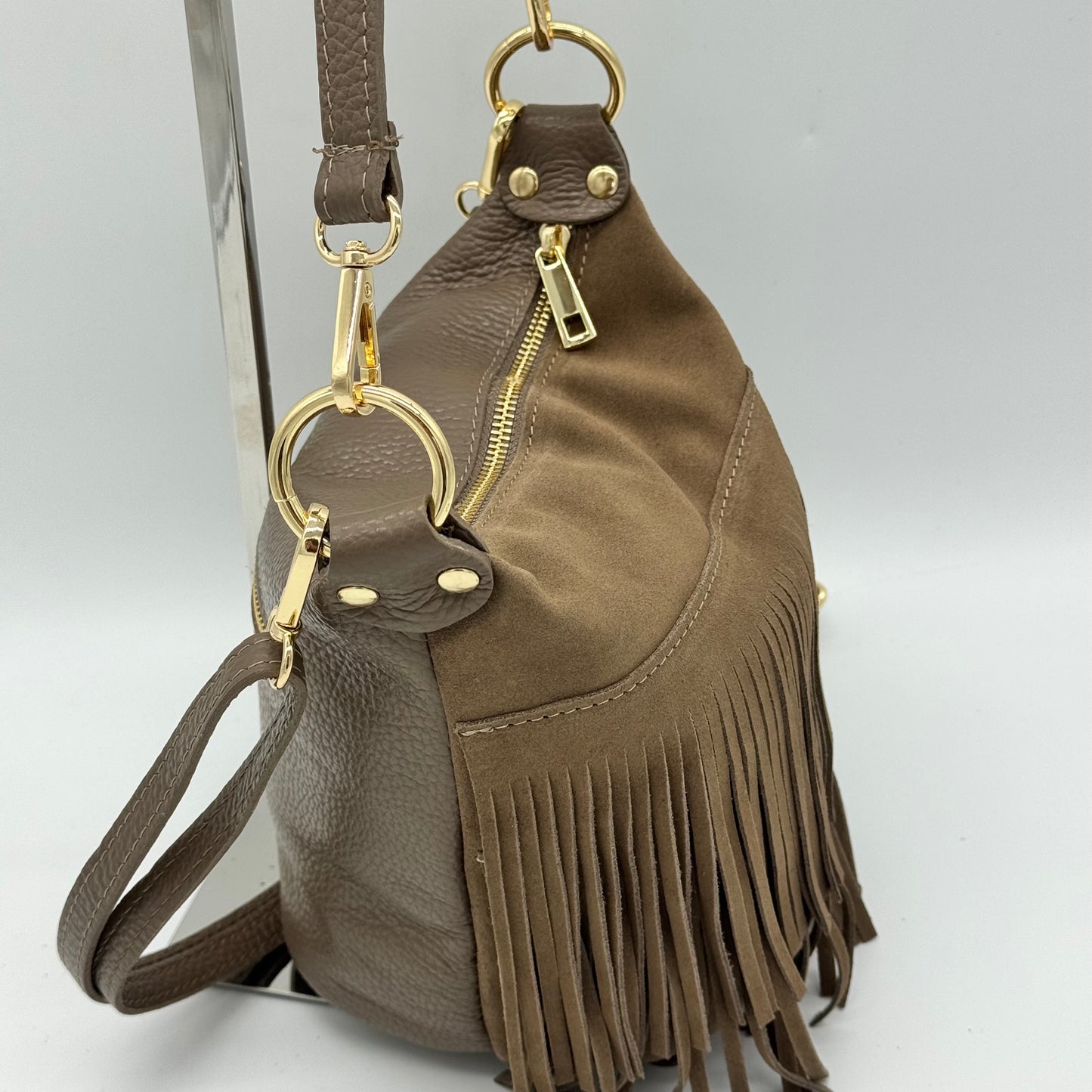 Suede Fringing Crossbody Bag