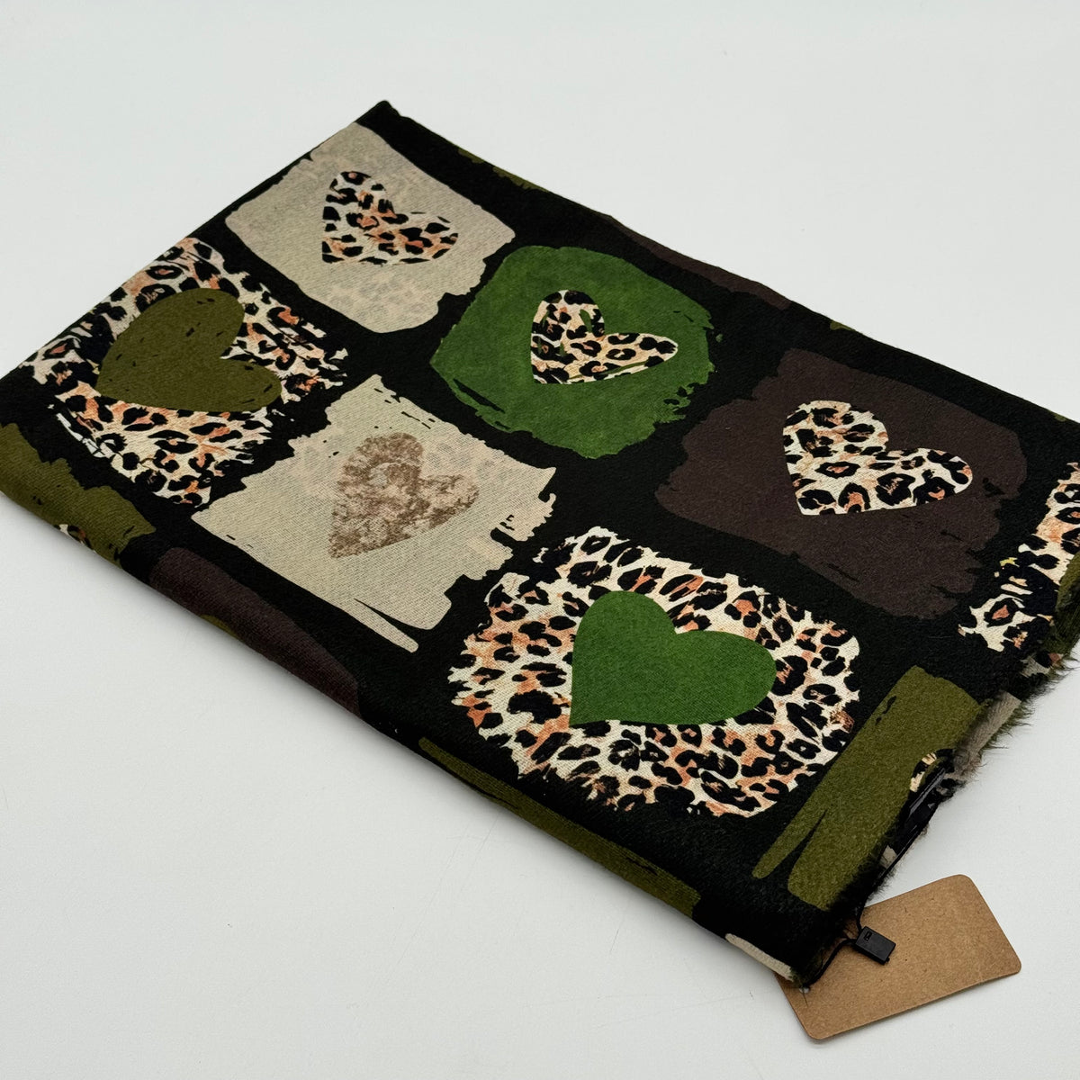 Leopard Heart Print Scarf