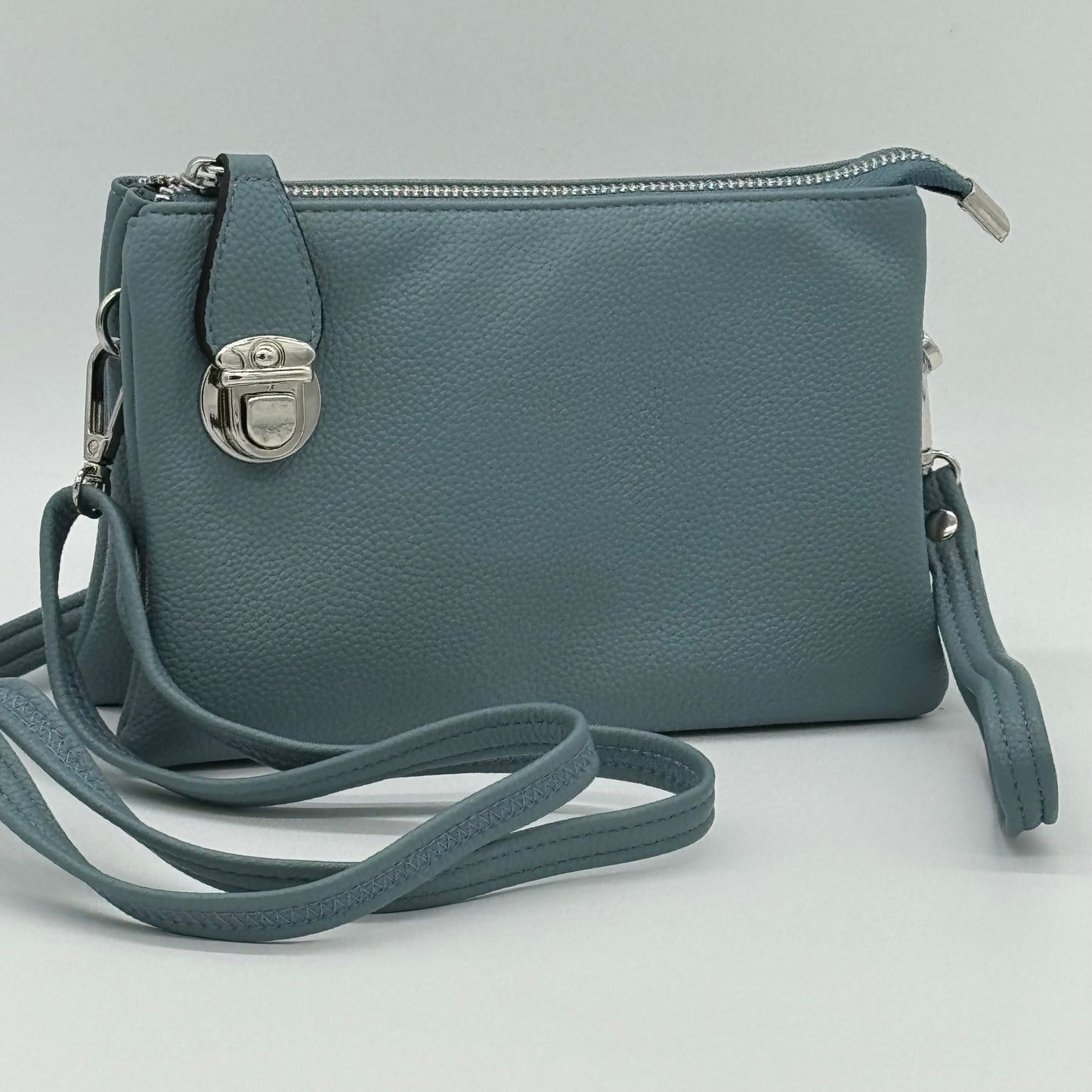Faux Leather Clasp Crossbody Bag