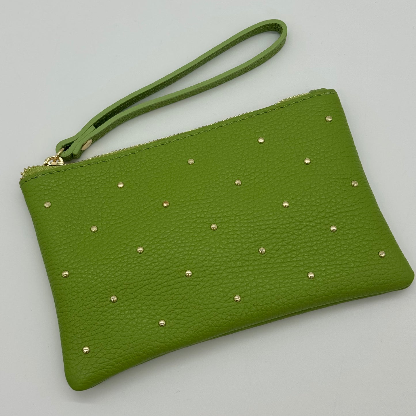 Leather Studded Wristlet Pouch