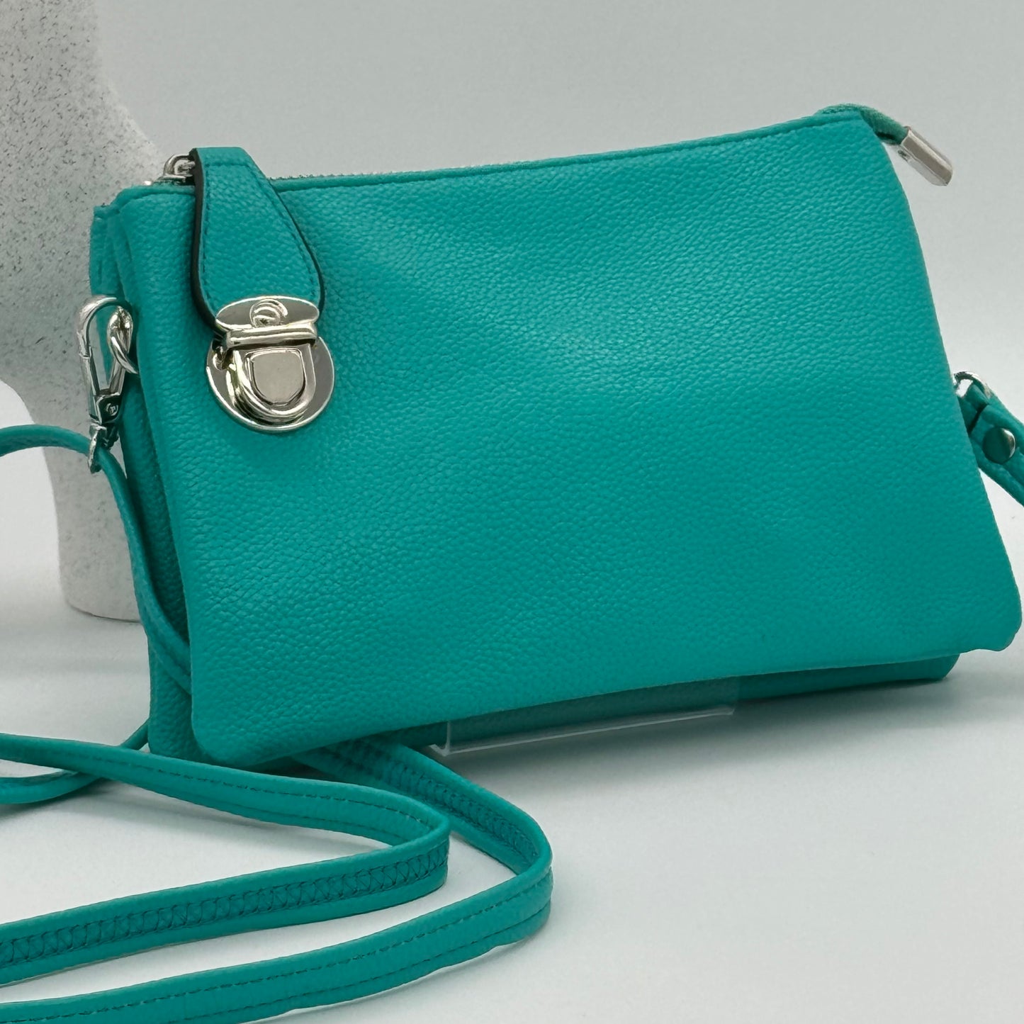 Faux Leather Clasp Crossbody Bag