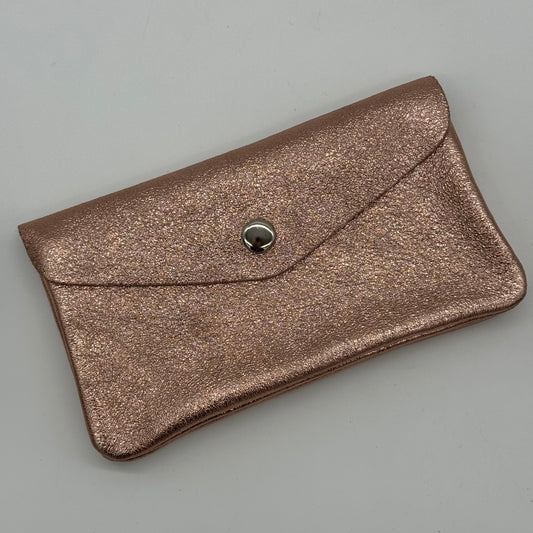 Leather Metallic Popper Purse