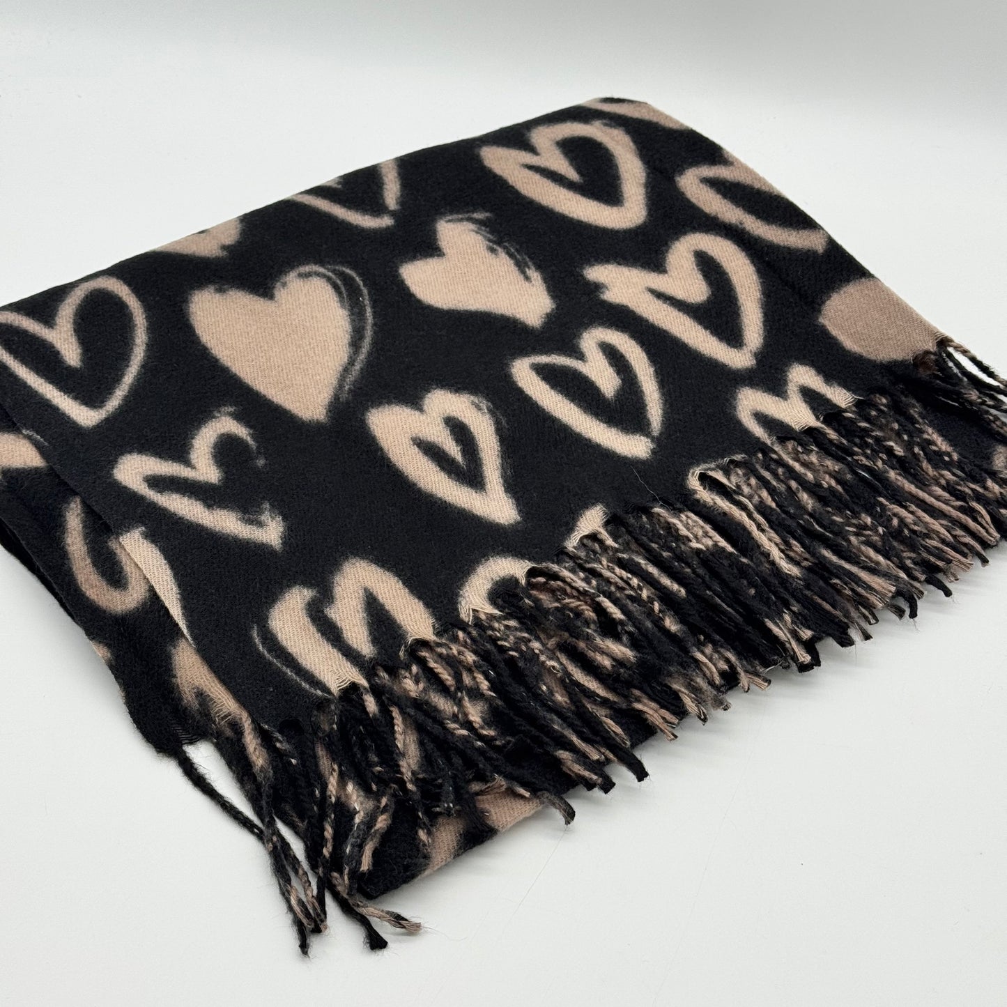 Soft Winter Heart Print Scarf