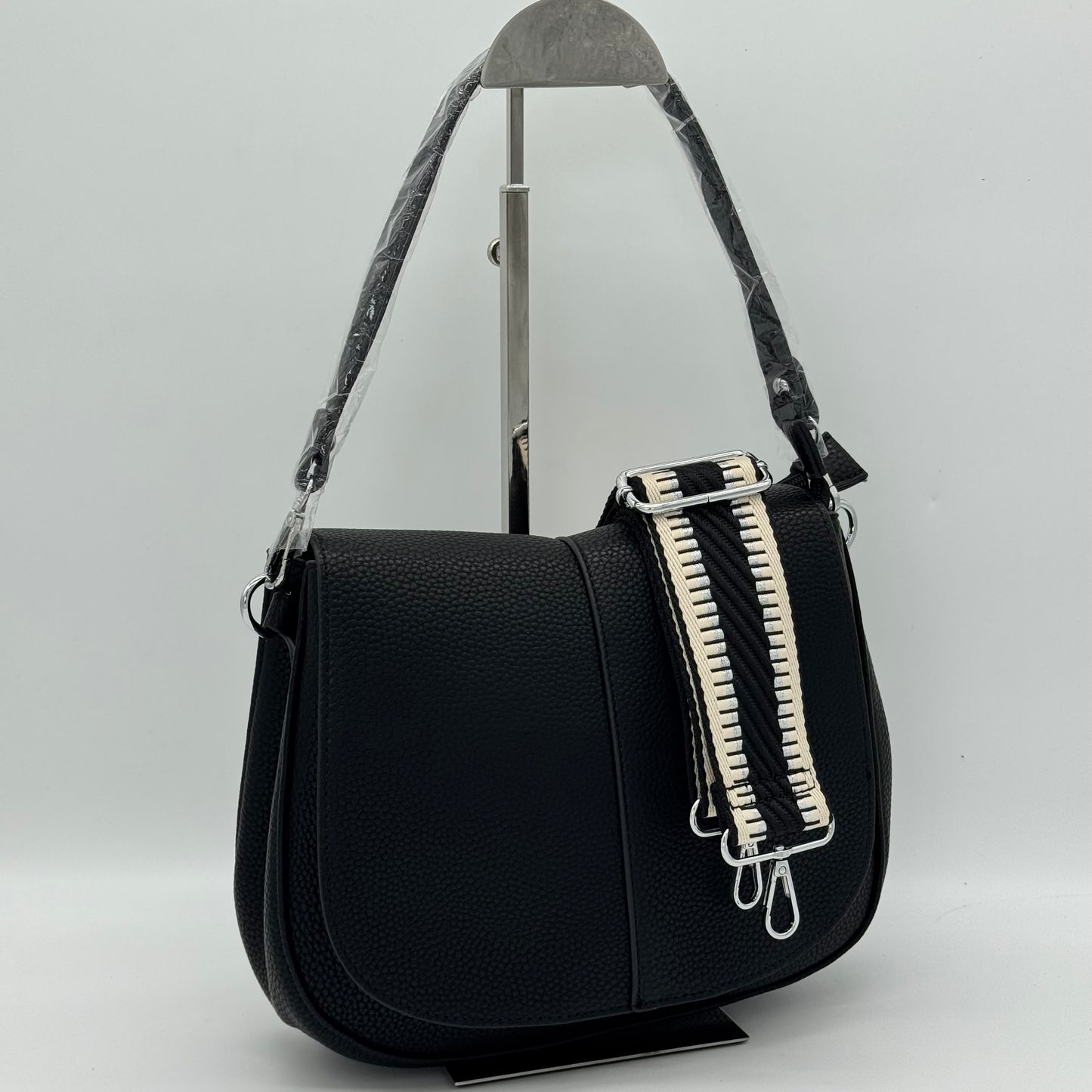 Faux Leather Crossbody Saddle Bag