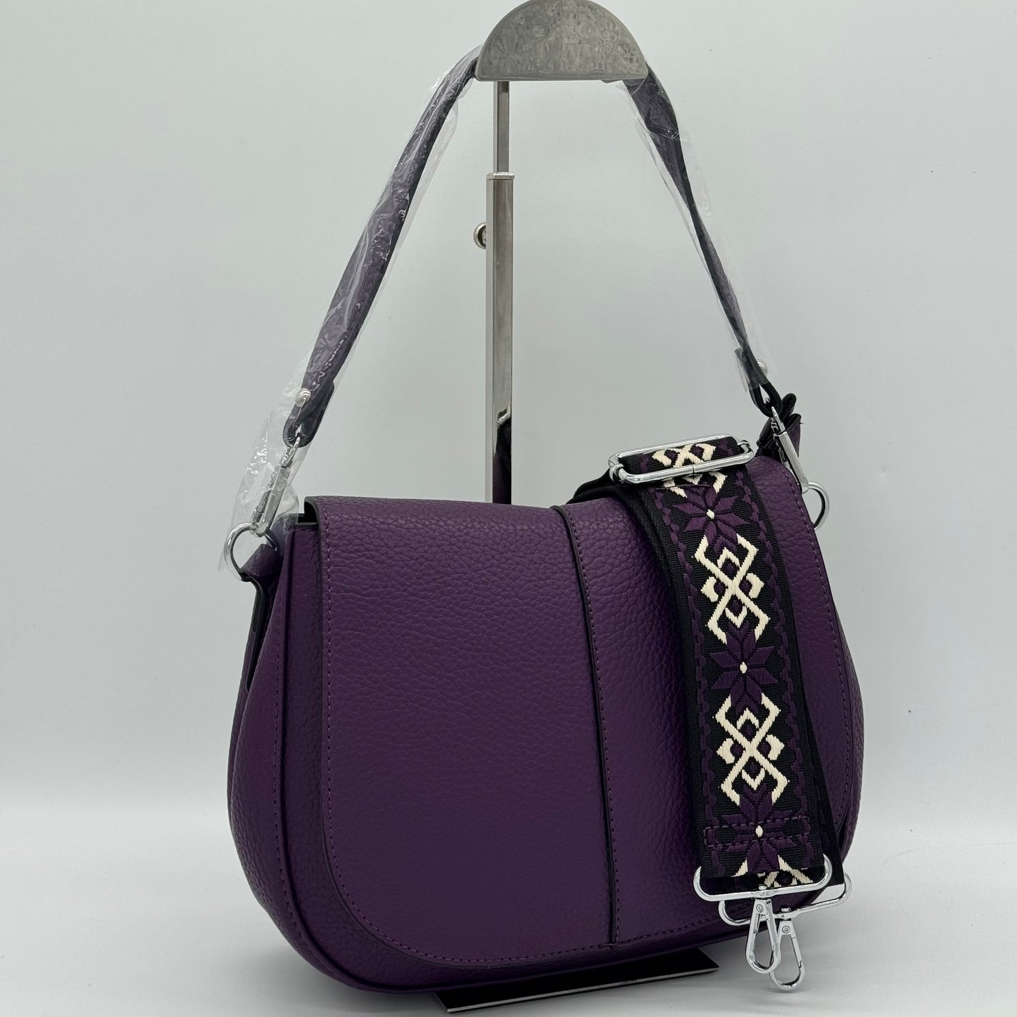 Faux Leather Crossbody Saddle Bag