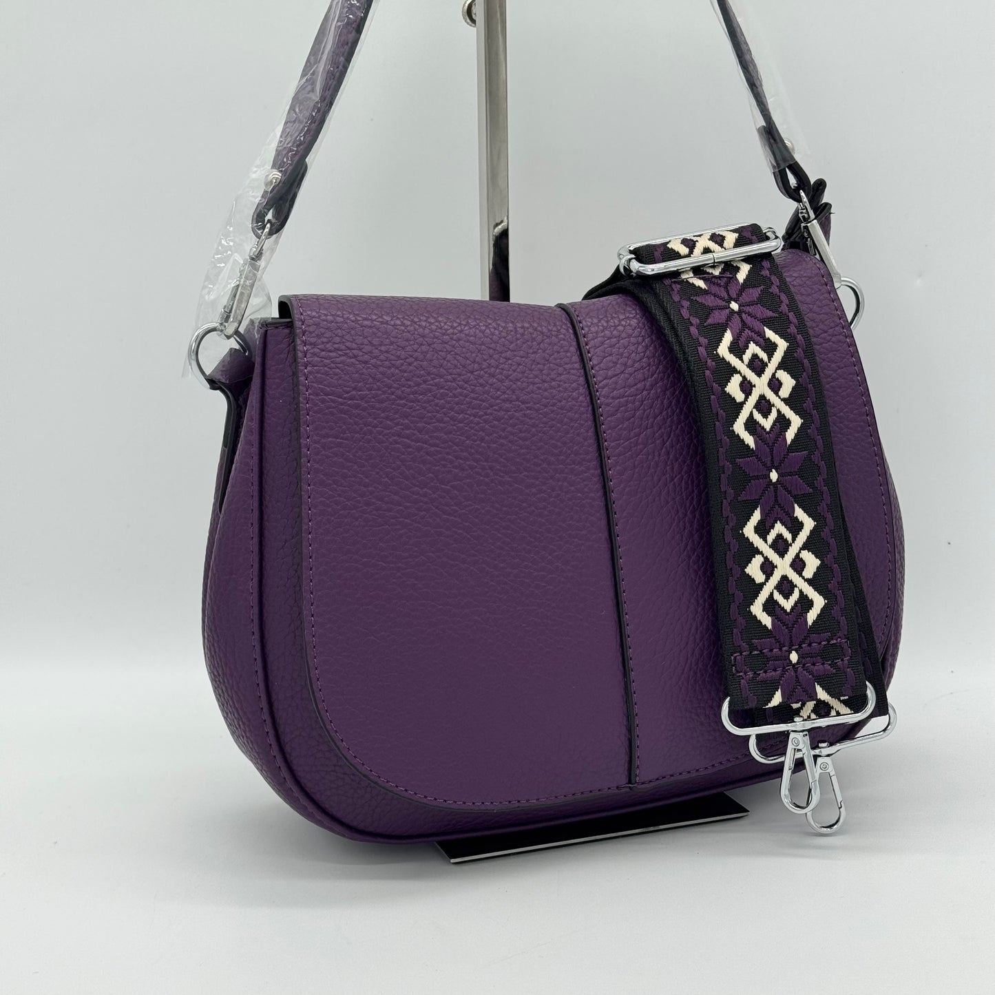 Faux Leather Crossbody Saddle Bag