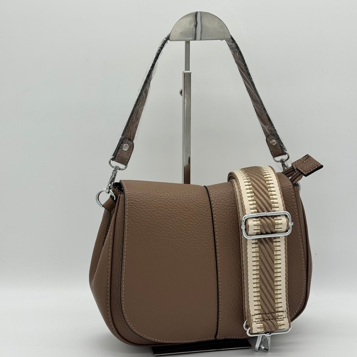 Faux Leather Crossbody Saddle Bag