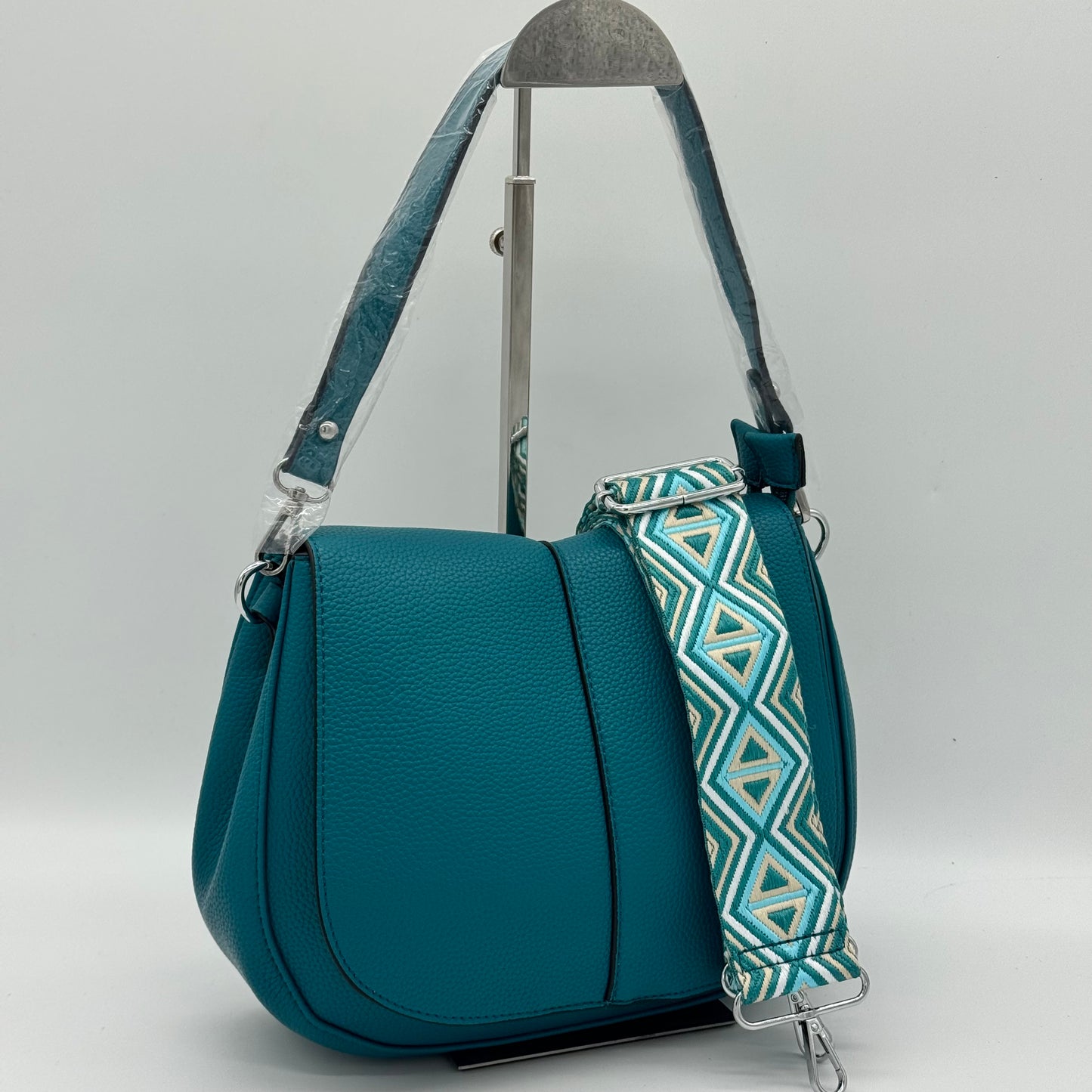 Faux Leather Crossbody Saddle Bag