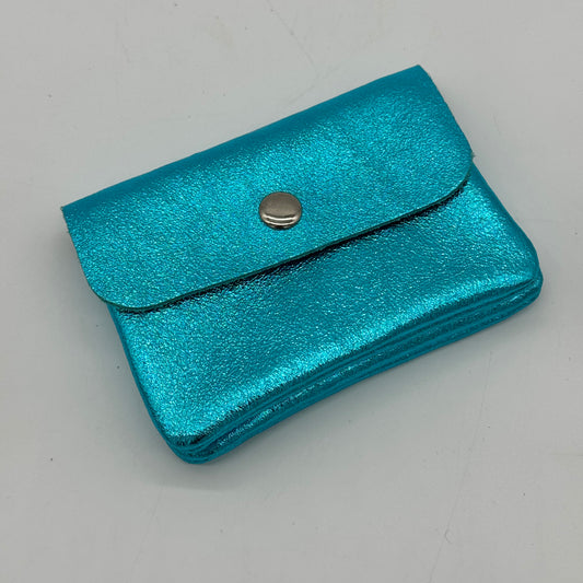 Leather Metallic Mini Popper Purse