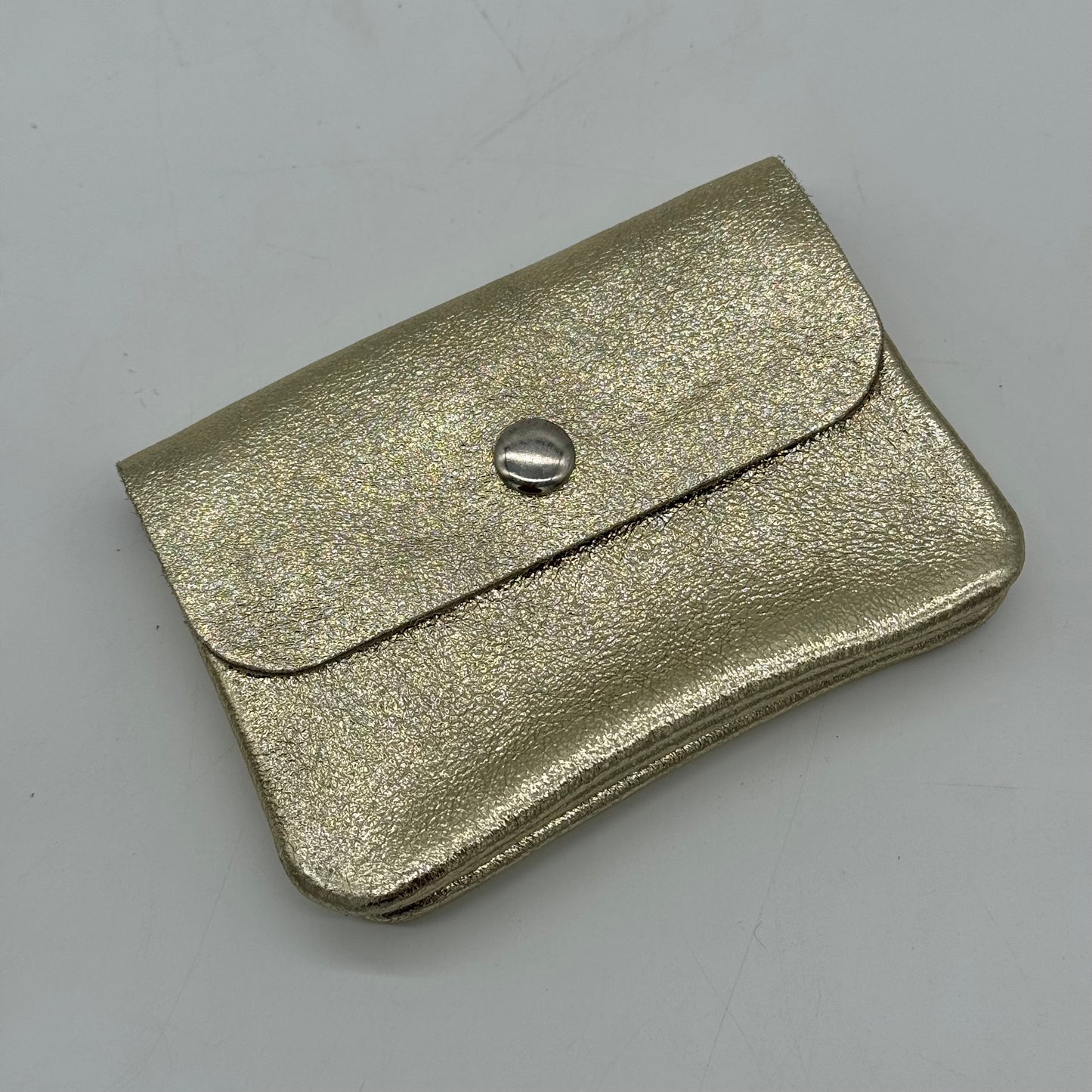 Leather Metallic Mini Popper Purse