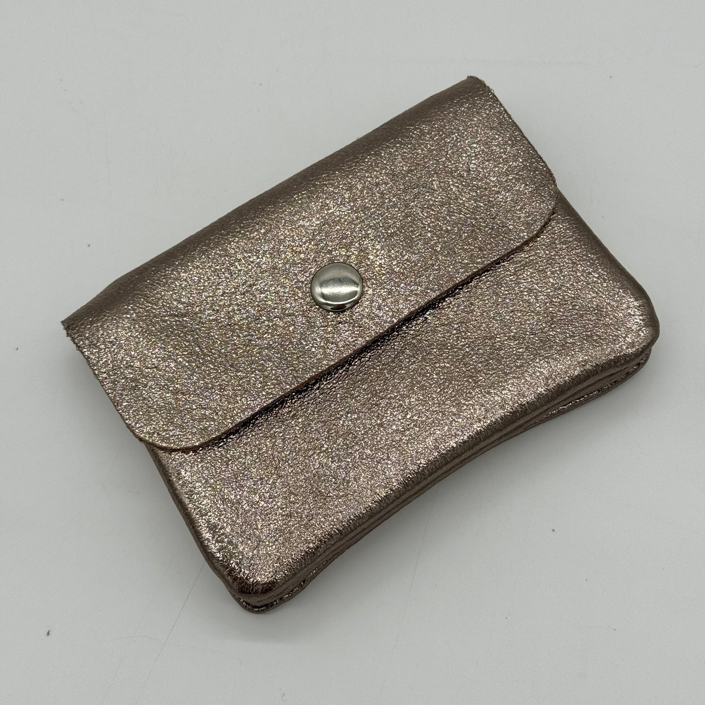 Leather Metallic Mini Popper Purse