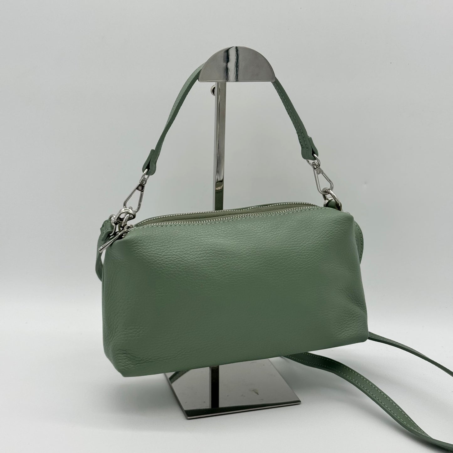 Leather Twin Zipped Crossbody Bag