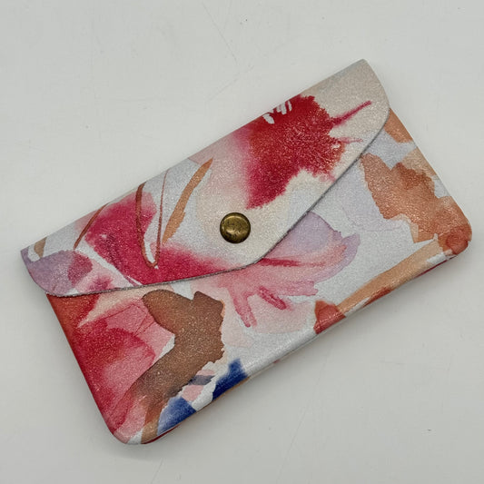 Leather Floral Popper Purse