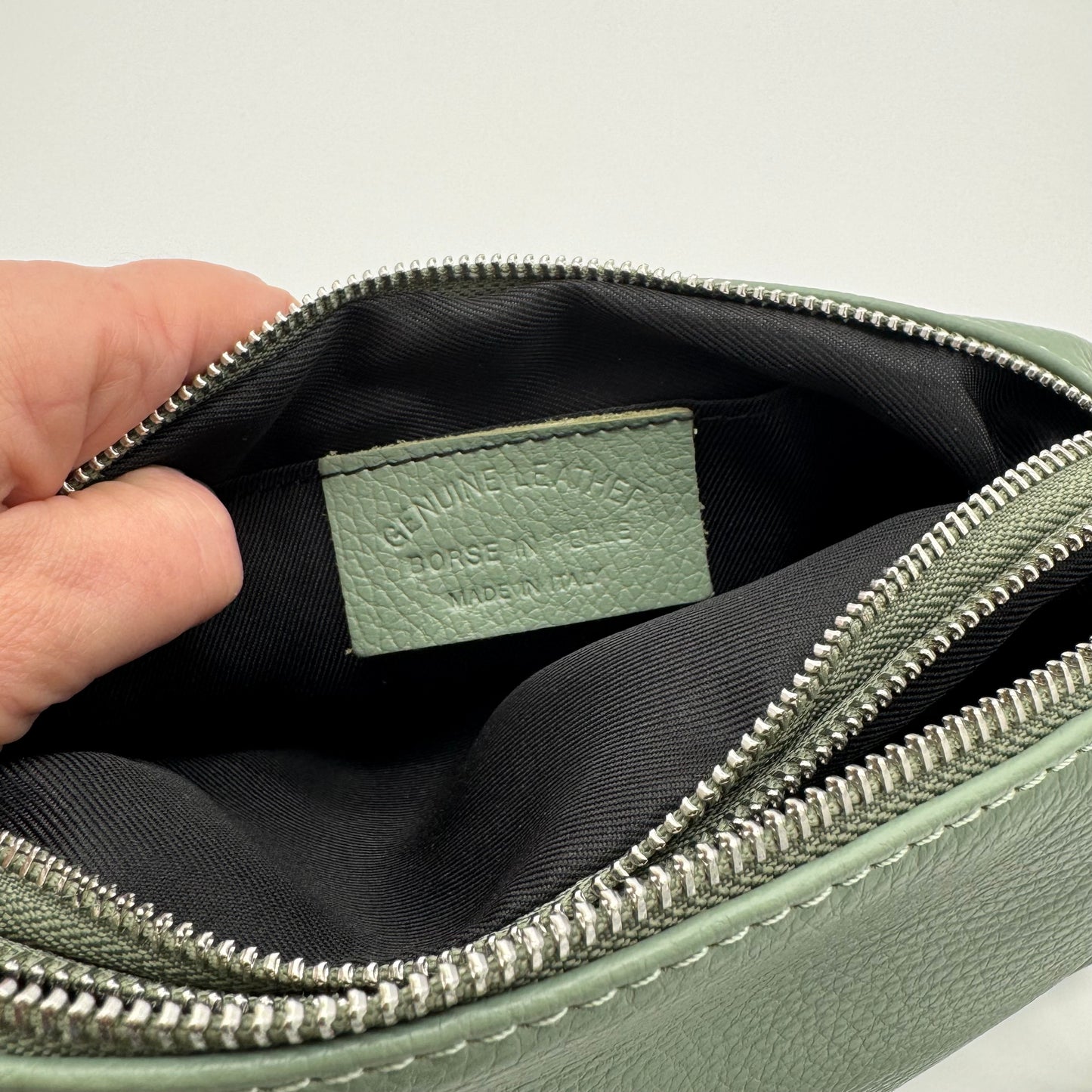 Leather Twin Zipped Crossbody Bag