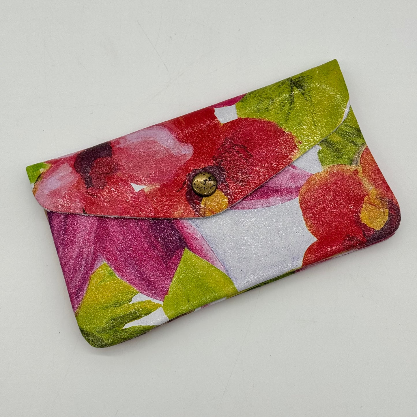 Leather Floral Popper Purse