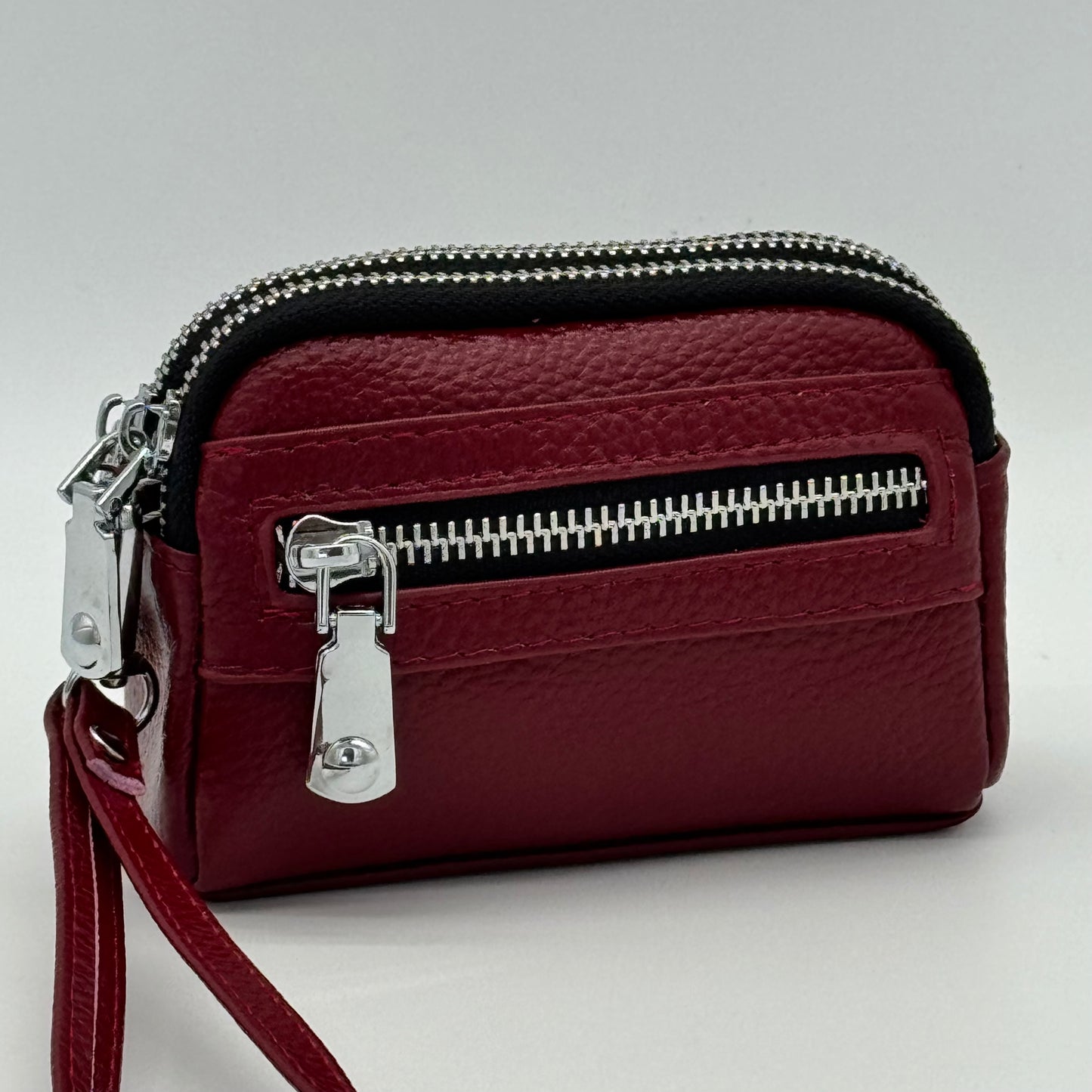 Leather Twin Zip Wristlet Purse