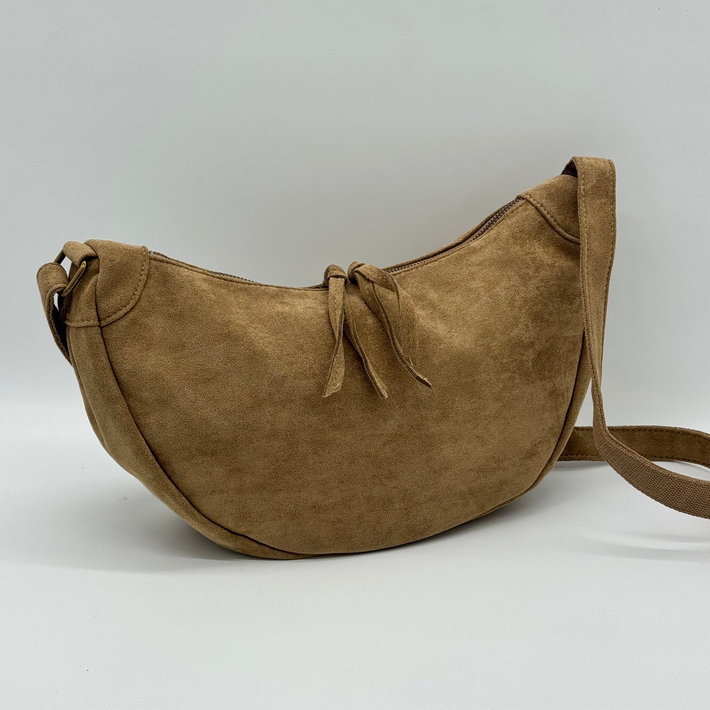 Faux Suede Half Moon Bag