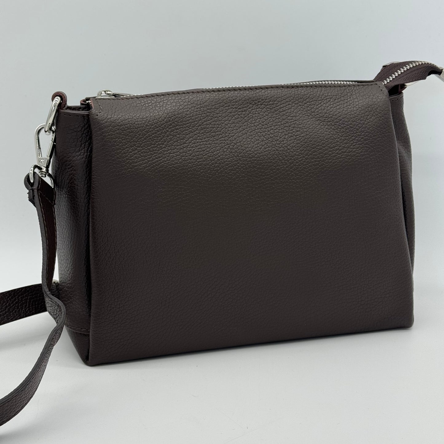 Leather Triple Compartment Crossbody Bag