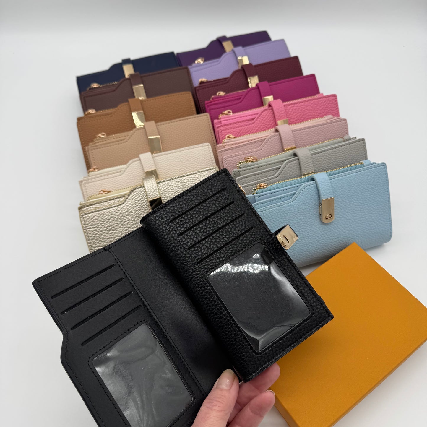 Boxed Faux Leather Purse