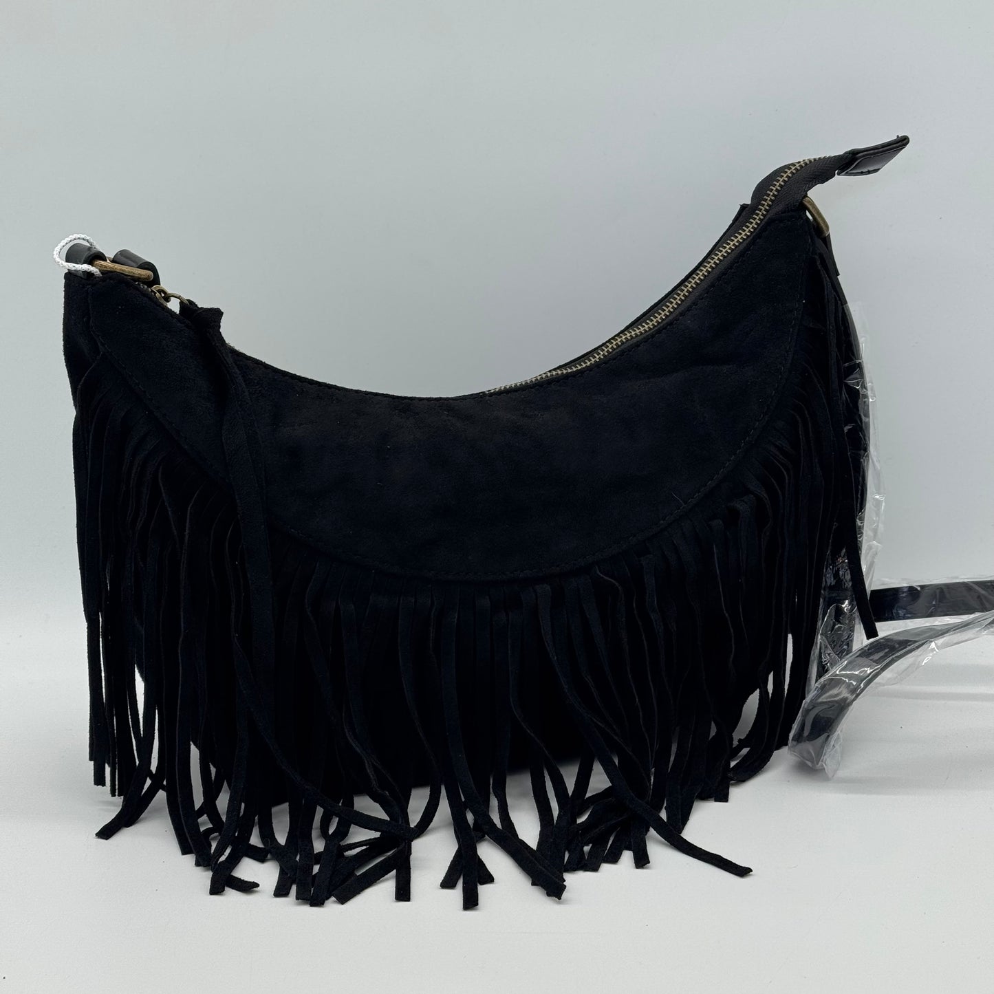 Faux Suede Half Moon Bag