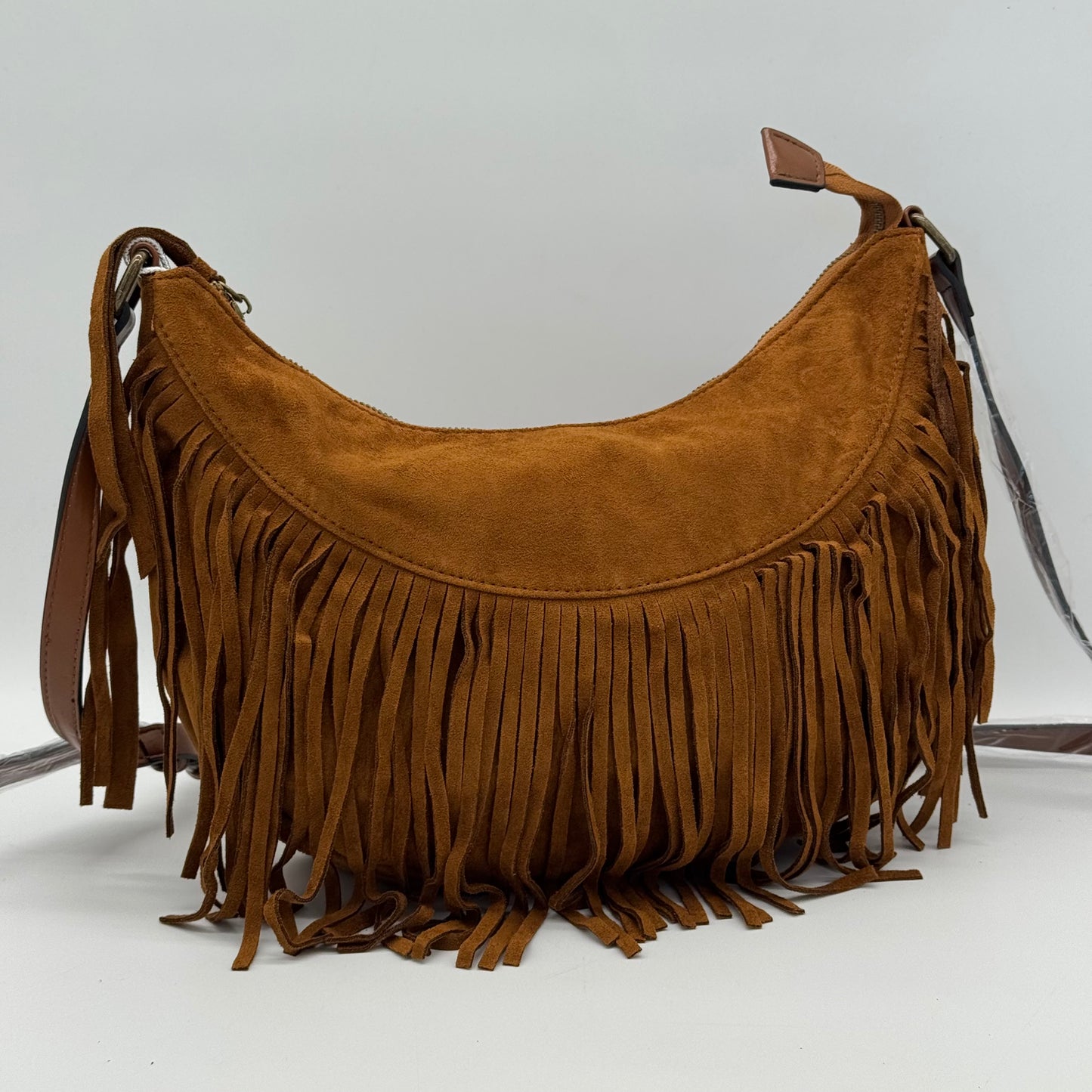 Faux Suede Half Moon Bag