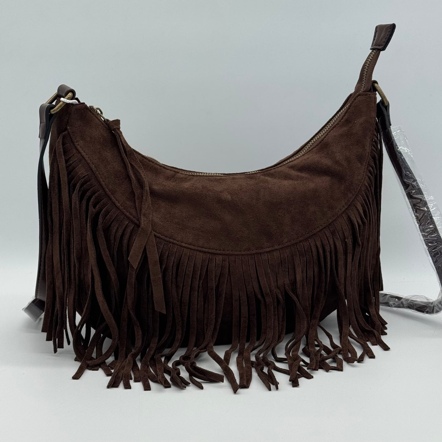 Faux Suede Half Moon Bag