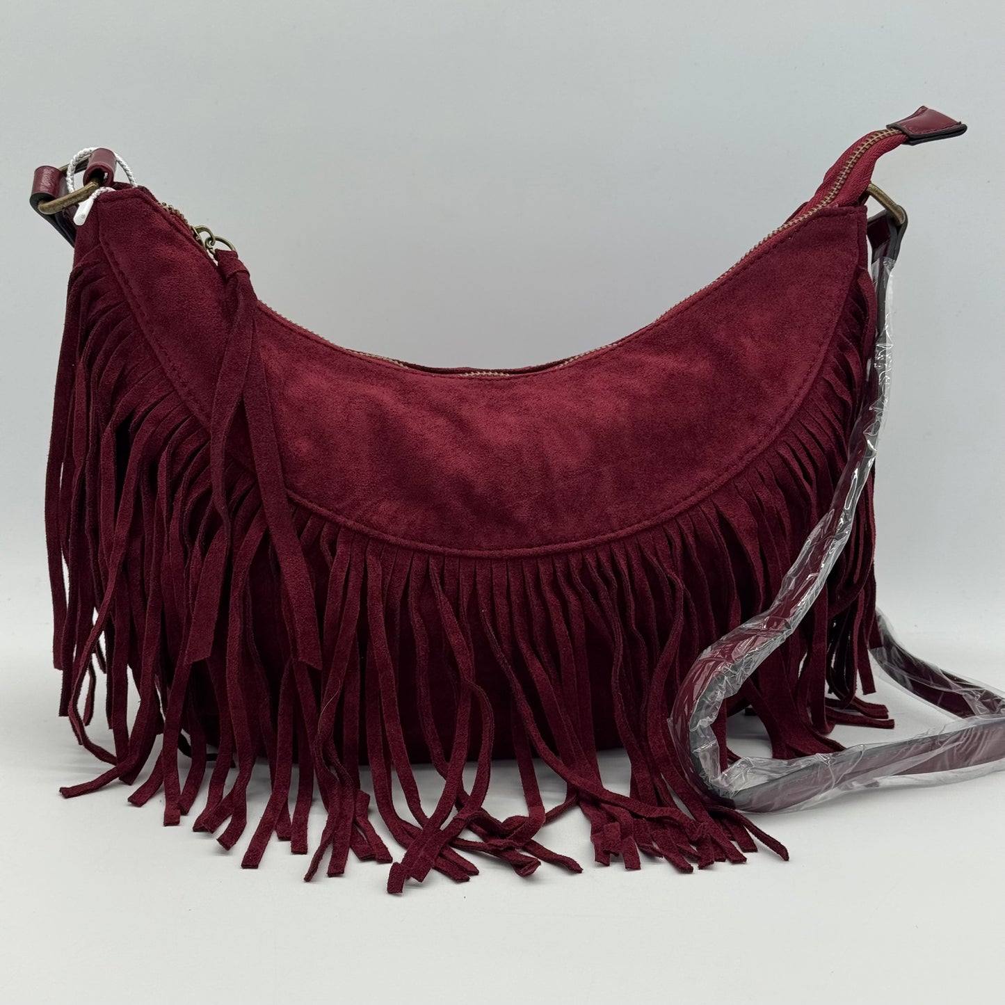 Faux Suede Half Moon Bag