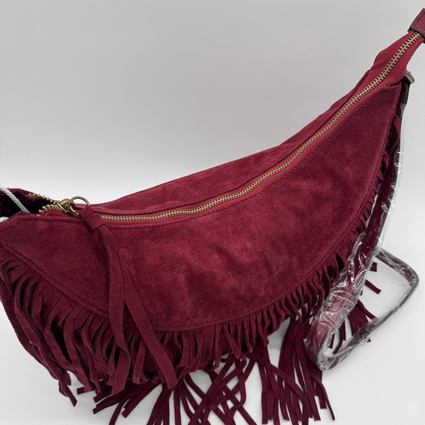 Faux Suede Half Moon Bag