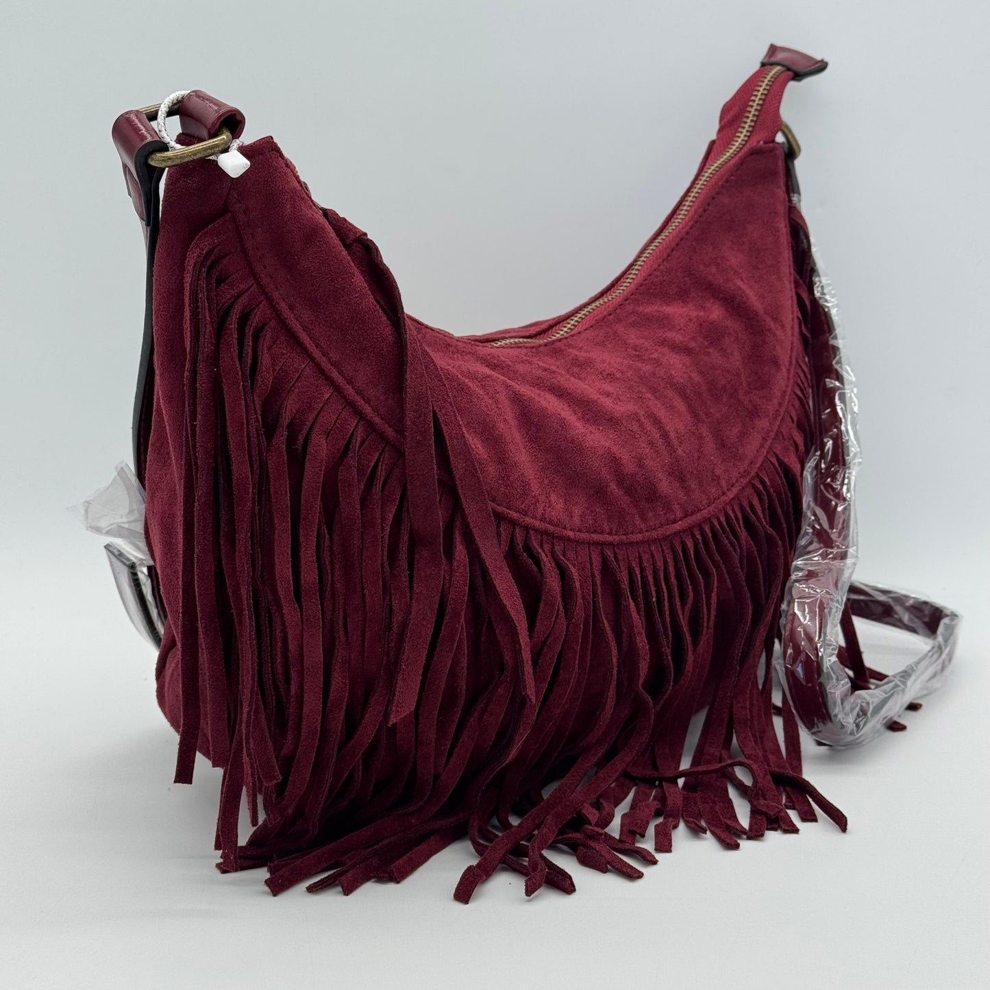 Faux Suede Half Moon Bag