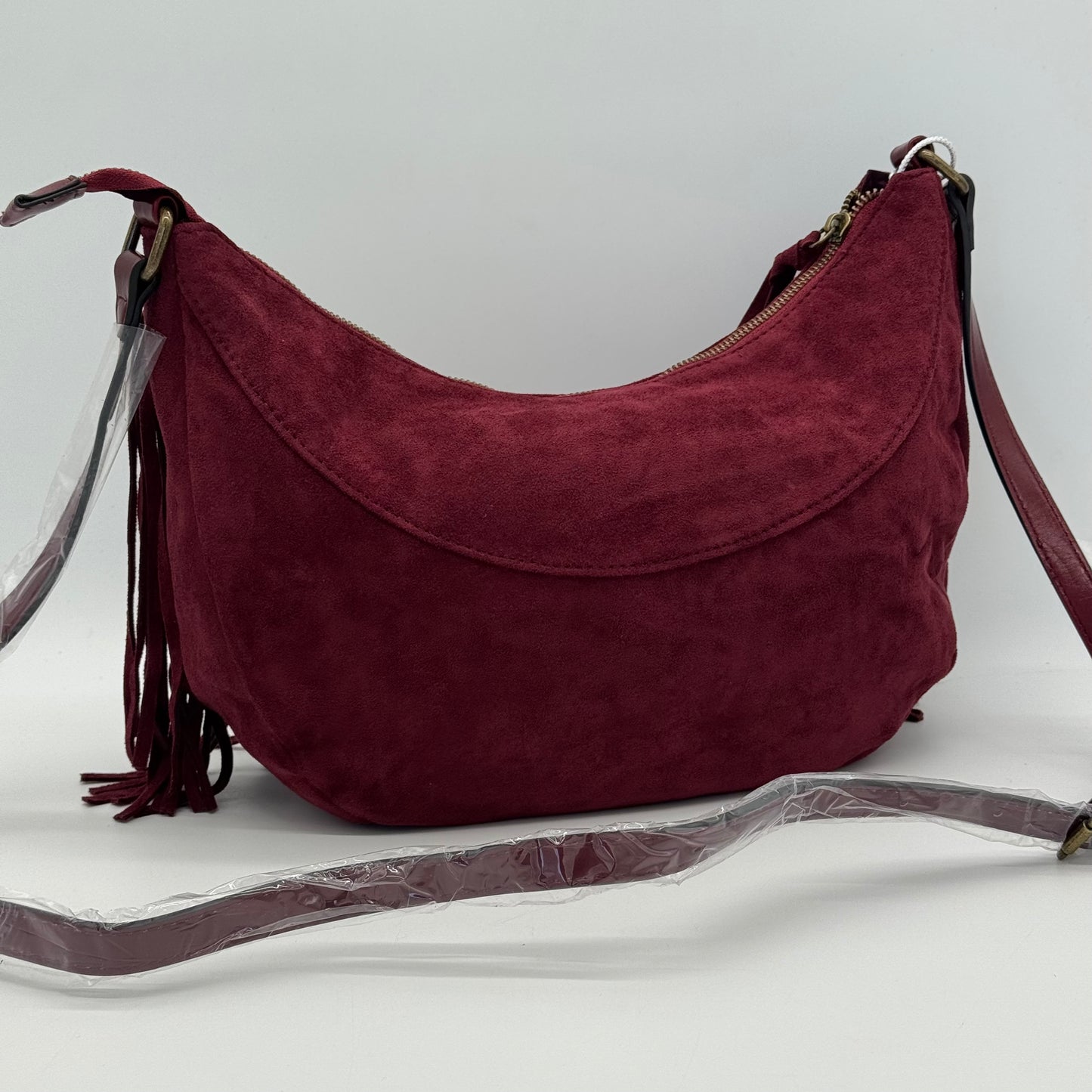 Faux Suede Half Moon Bag