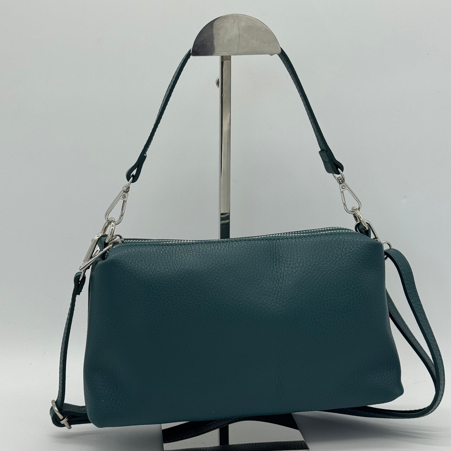 Leather Twin Zipped Crossbody Bag