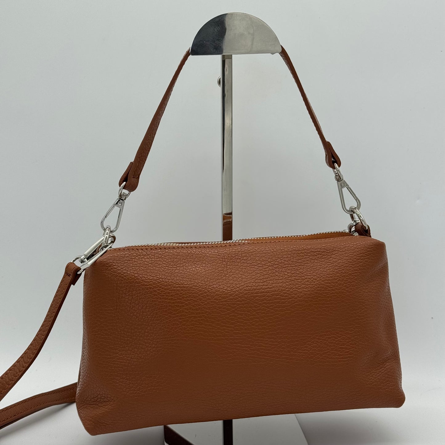 Leather Twin Zipped Crossbody Bag