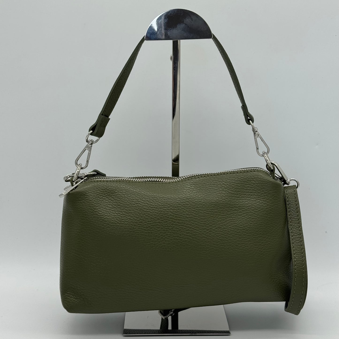 Leather Twin Zipped Crossbody Bag