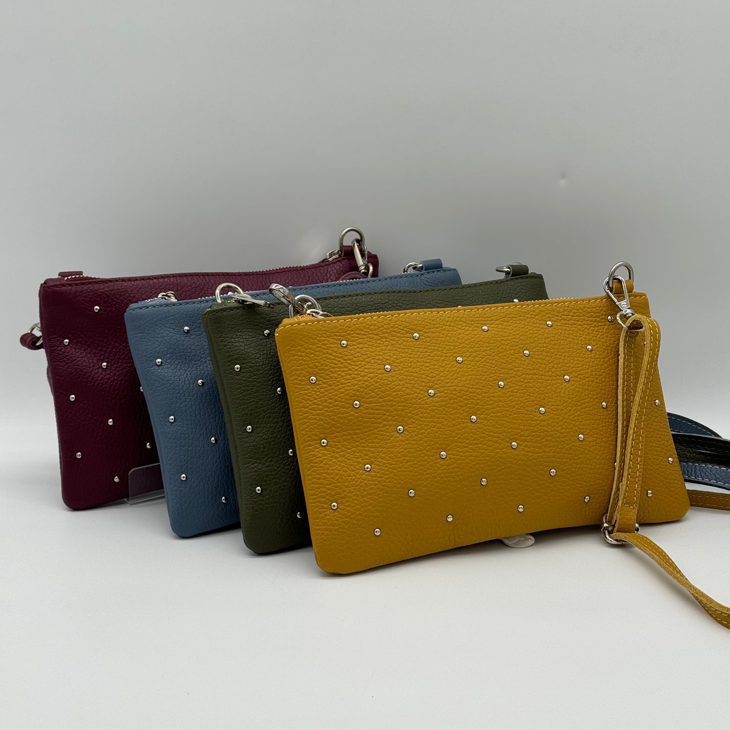 Leather Studded Crossbody Pouch