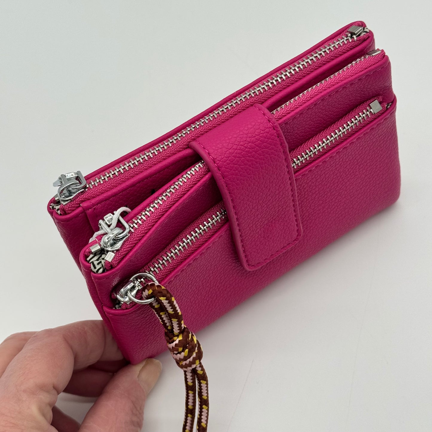 Faux Leather Triple Zip Purse