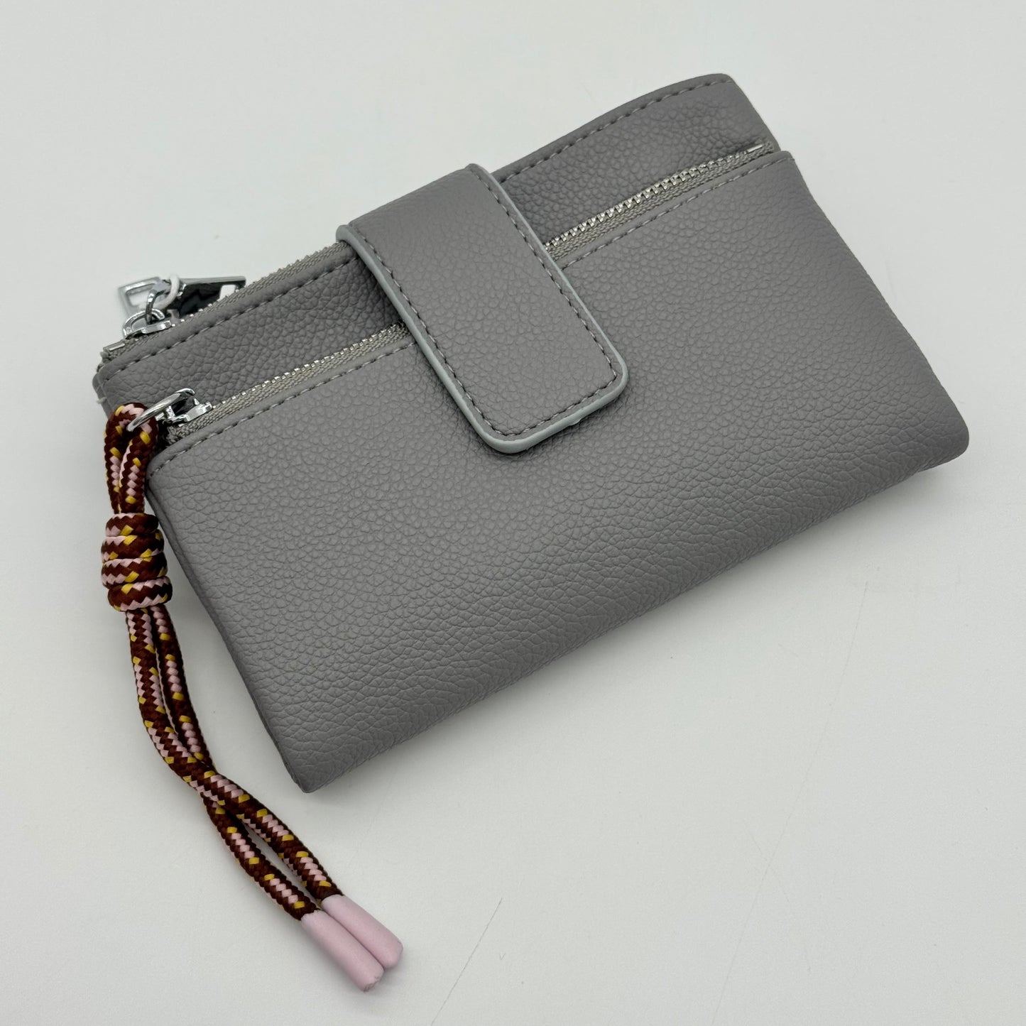 Faux Leather Triple Zip Purse
