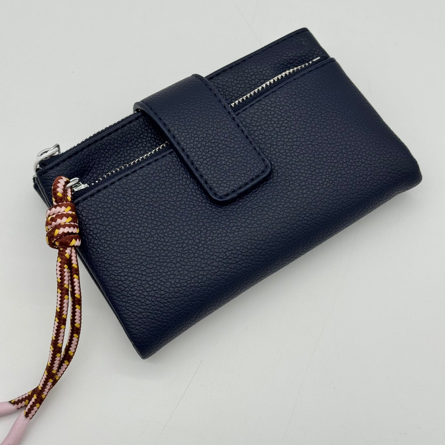 Faux Leather Triple Zip Purse