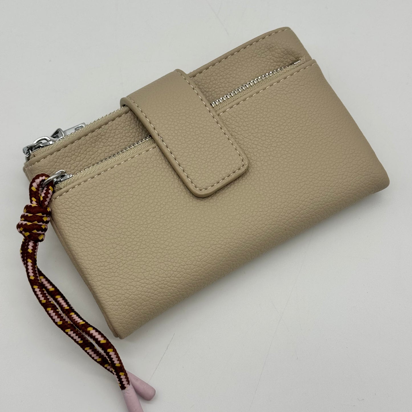 Faux Leather Triple Zip Purse