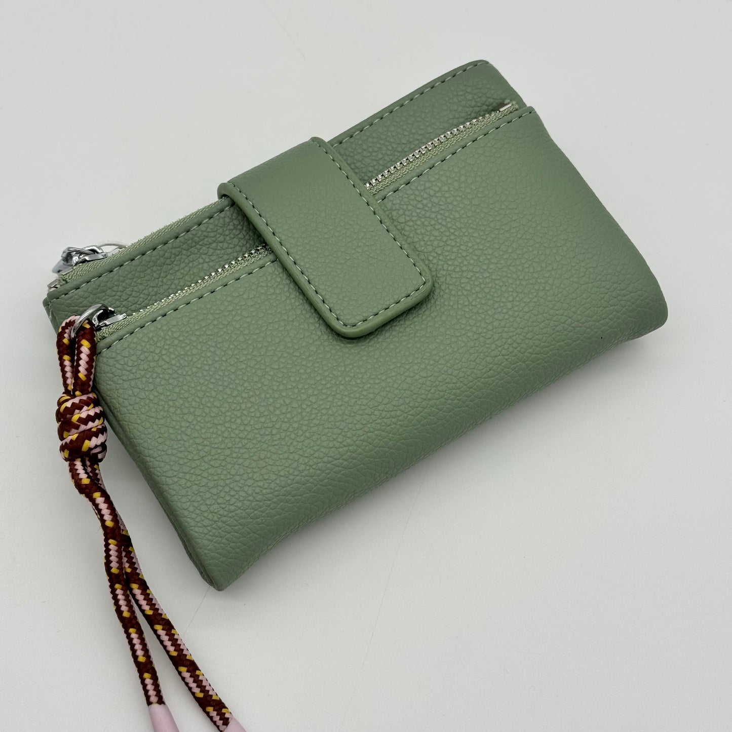 Faux Leather Triple Zip Purse