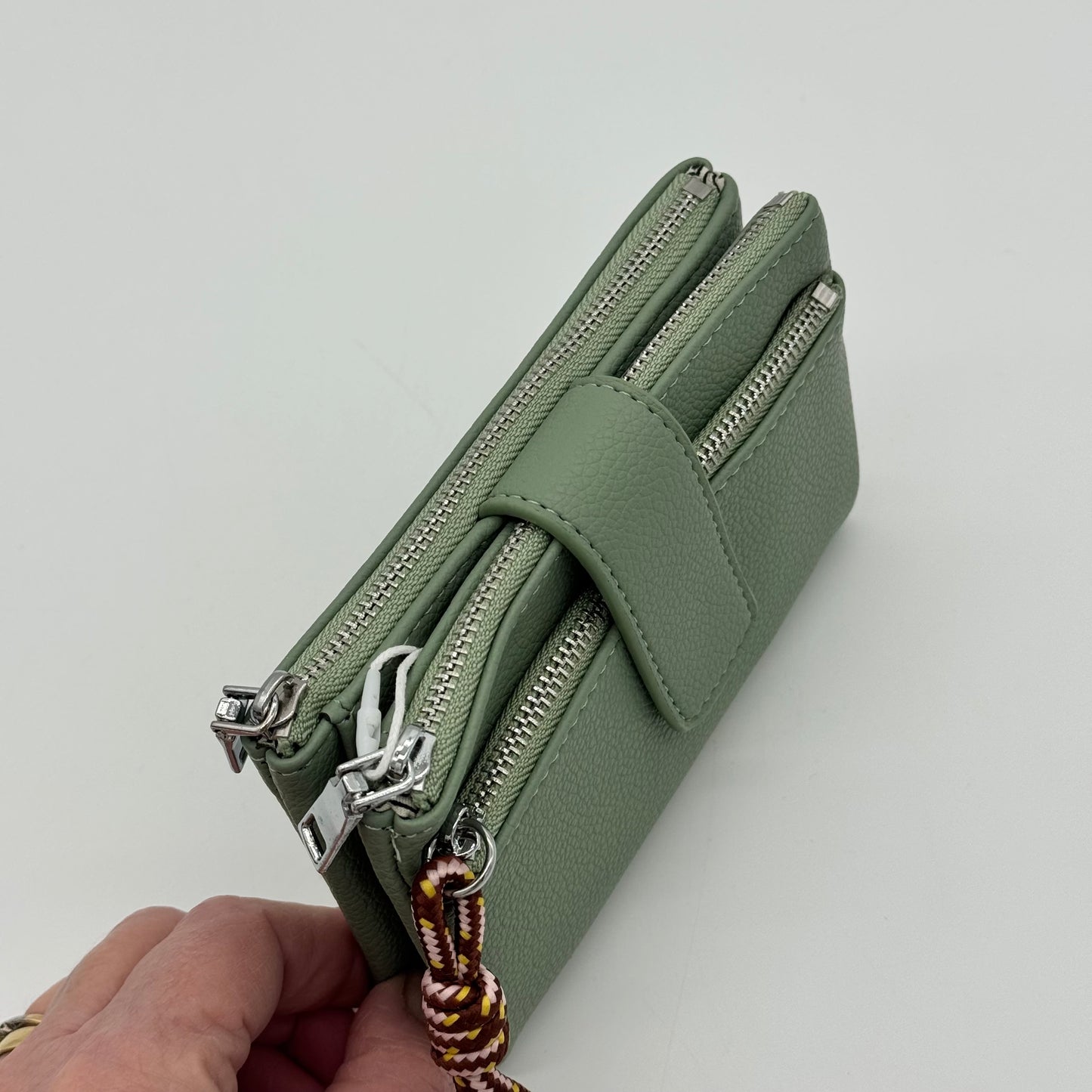 Faux Leather Triple Zip Purse