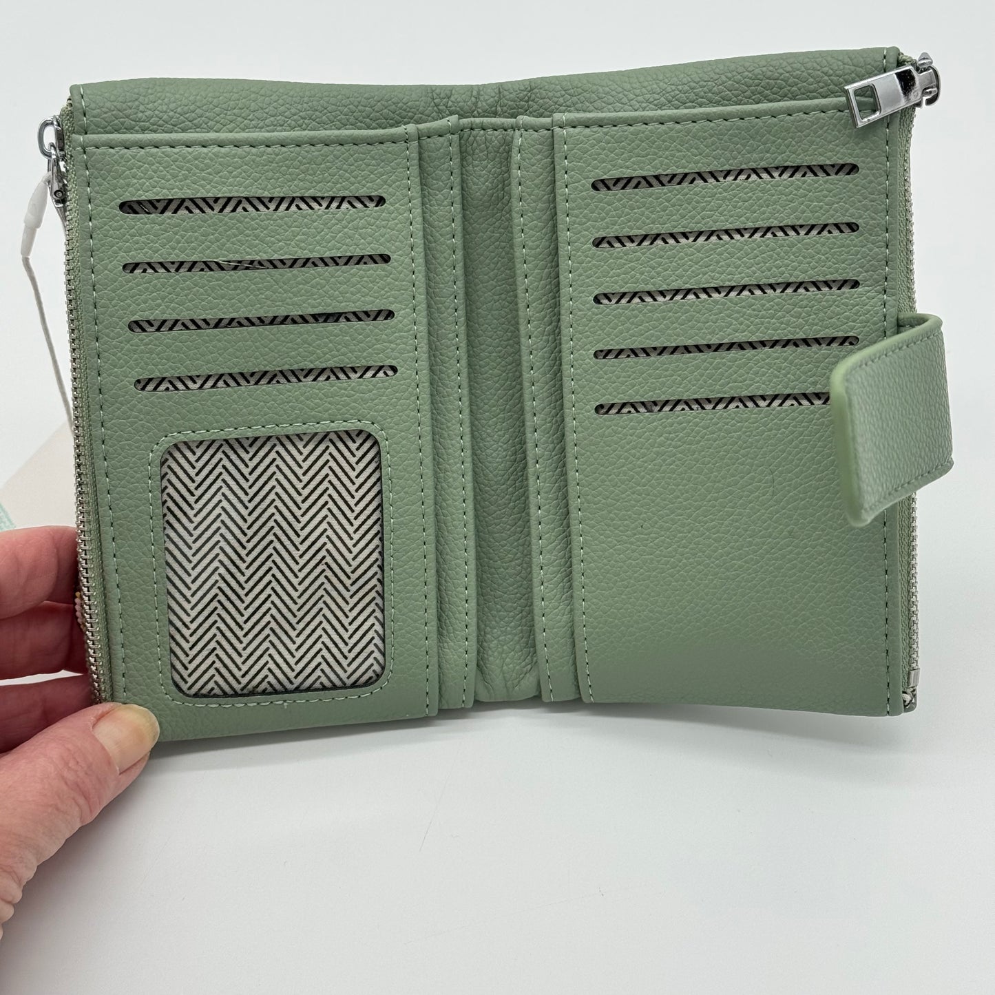 Faux Leather Triple Zip Purse