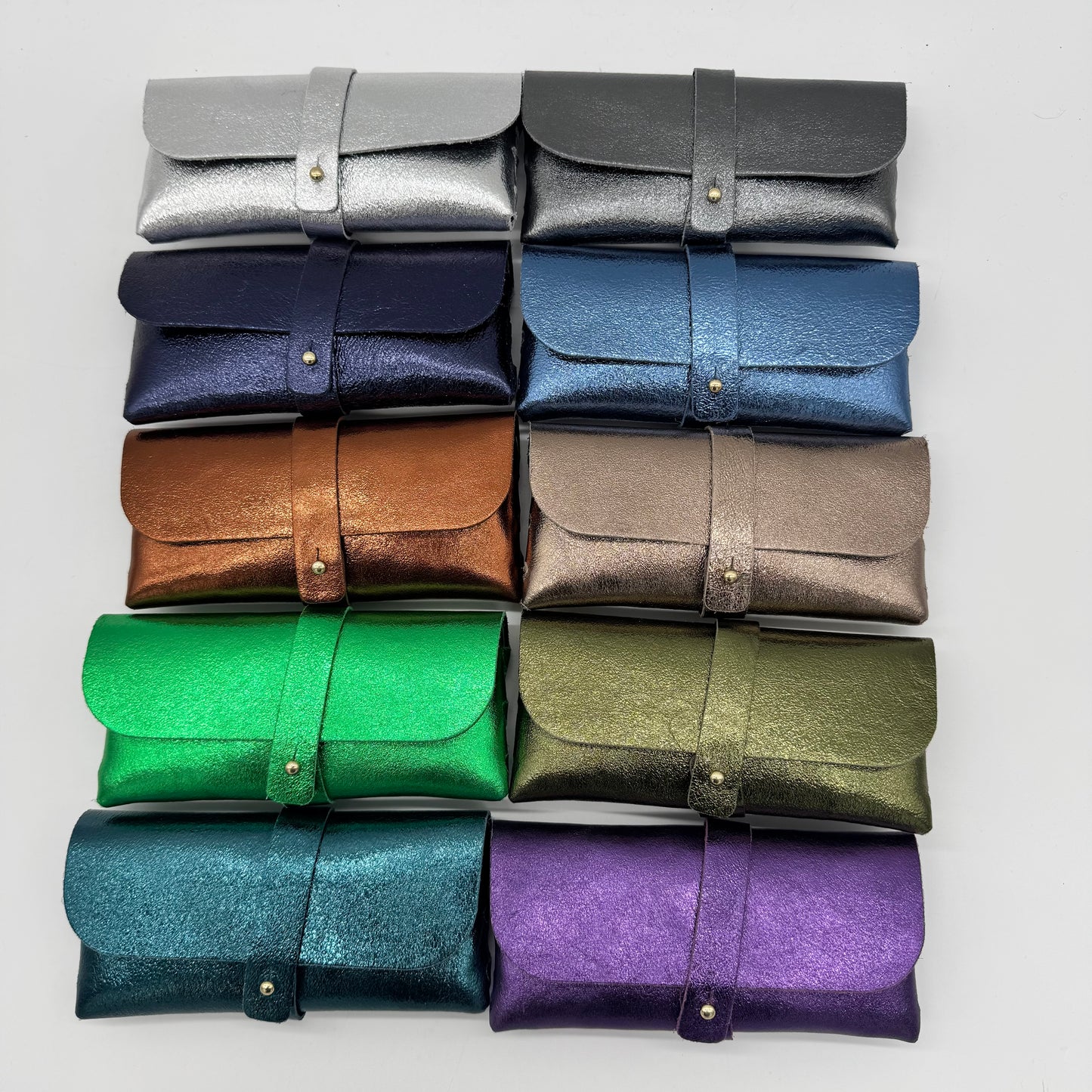 Metallic Leather Glasses Case