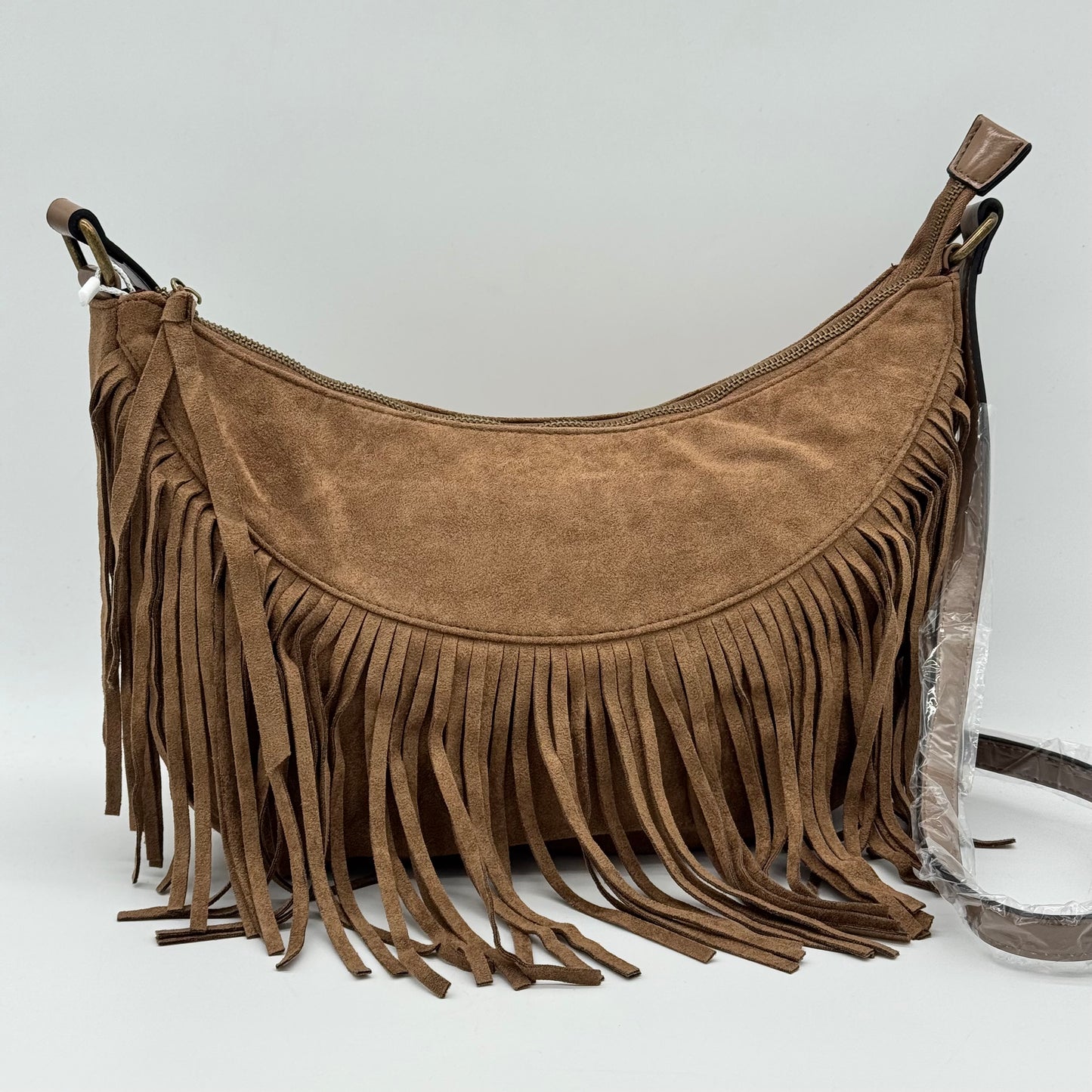 Faux Suede Half Moon Bag